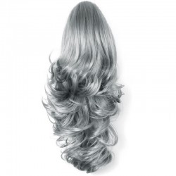 Extensie de par coada in valuri cu cleste 40 cm Gri Cenusiu Cod JL 6911-89A#